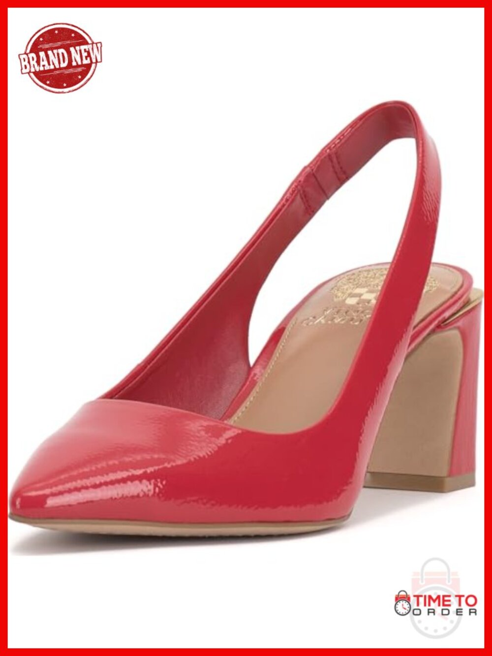 Vince Camuto Women's Hamden Slingback Pump Leather Block Heel Pointed Toe